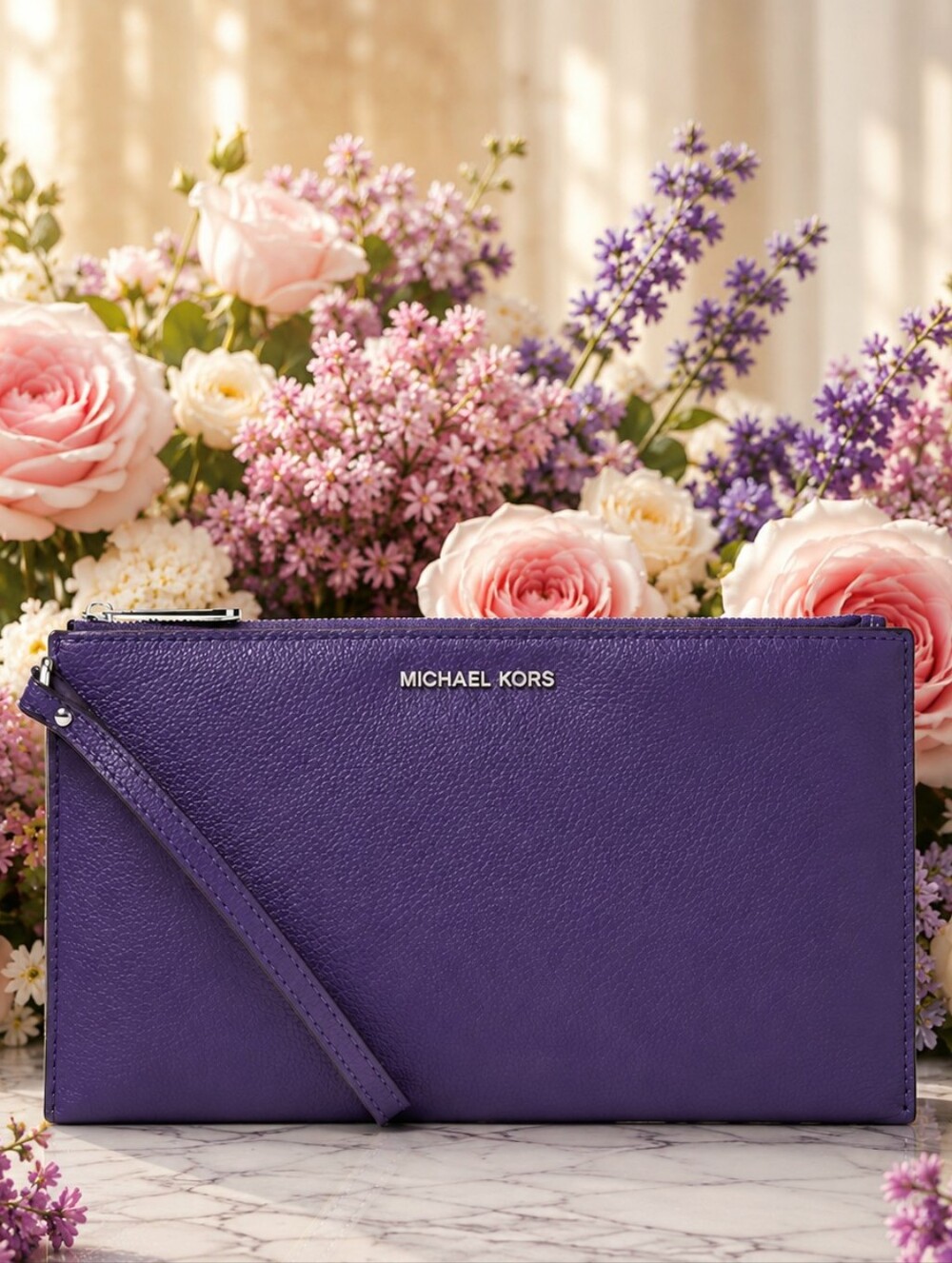 Michael Kors Leather Wristlet Clutch